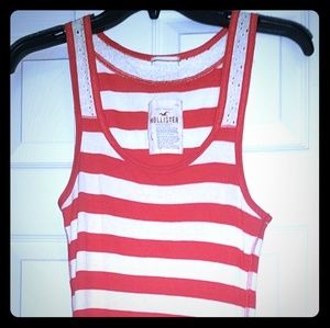 Hollister tank top Orange and white size Large